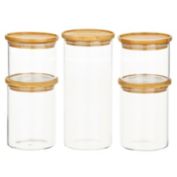 mDesign Kitchen Glass Canister with Airtight Bamboo Lid Set