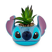 Disney Lilo & Stitch 3-Inch Ceramic Mini Planter With Artificial Succulent   Small Flower Pot, Faux Indoor Plants For Desk Shelf, Home Decor Trinket Tray   Cute Gifts and Collectibles