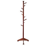 Contemporary Home Living 70" Walnut Solid Wood Coat Rack Tree with Pegs