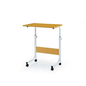 Contemporary Home Living 33" Beige Classic Adjustable Laptop Desk on Wheels
