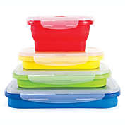 Kitchen + Home Thin Bins Collapsible Containers - Set of 4 Rectangle Silicone Food Storage Containers