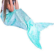 PixieCrush Mermaid Tail Blanket for Teenagers/Adults & Kids Thick, Plush Super Comfy Fleece Snuggle Blanket with Double Stitching, Keep Feet Warm (Small, Shiny Green)