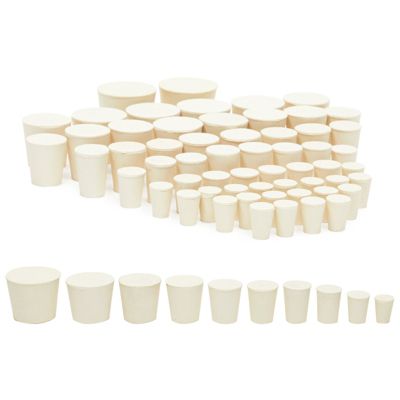Stockroom Plus White Rubber Stoppers for Bottles, Solid Plugs for Holes (10 Sizes, 58 Pieces)