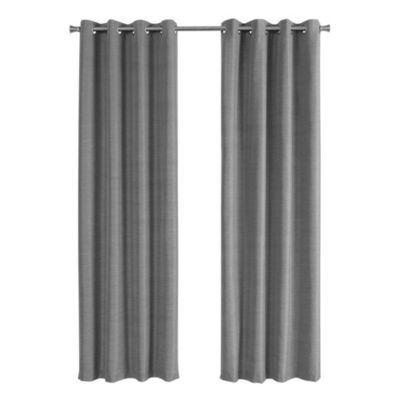 Monarch Specialties I 9841 Curtain Panel - 2pcs / 52"W X 84"H Grey Solid Blackout