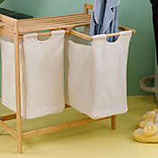 Kitcheniva Bamboo Laundry Hamper with Dual Compartments