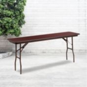 Emma + Oliver 6-Foot Mahogany Melamine Laminate Folding Training/Seminar Table - Event Table