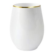 Smarty Had A Party 12 oz. White with Gold Elegant Stemless Plastic Wine Glasses (64 Glasses)