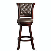Home 2 Office Bridgeport Tufted 44.5 in. Mahogany High Back Wood 29 in. Bar Stool