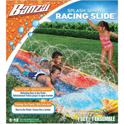 Banzai - 16&#39;L Splash Sprint 2 Lane Racing Slide