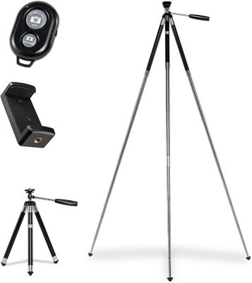KODAK PhotoGear 42" Tripod   8-Section Aluminum Stainless Steel Tripod w/Bluetooth Remote, Telescoping Leg-Lock Height Adjustment, 360° Ball Head, Rubber Feet, Smartphone Adapter E-Guide & Carry Case