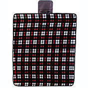 Lexi Home Fleece Picnic Mat Black Red Check Pattern 50" x 60"