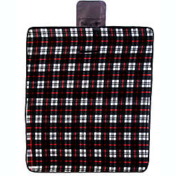 Lexi Home Fleece Picnic Mat Black Red Check Pattern 50