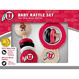 BabyFanatic Wood Rattle 2 Pack - NCAA Utah Utes - Officially Licensed Baby Toy Set