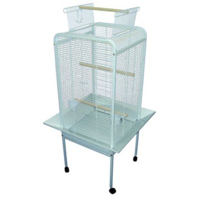 YML EF22 1/2" Bar Spacing Play Top Parrot Bird Cage - 22"x22" in White