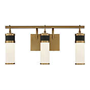 Savoy House 8-1638-3-143 Abel 3-Light LED Bathroom Vanity Light in Matte Black with Warm Brass Accents (21" W x 10"H)