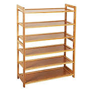 Infinity Merch Concise Rectangle 6 Tiers Bamboo Shoe Rack in Wood Color