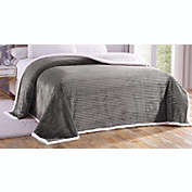 Extra Heavy and Plush Corduroy Sherpa Queen Size Microplush Blanket (90" x 90") - Grey
