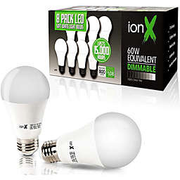 ionX A19 Dimmable LED Light Bulbs 60 Watt Equivalent, 3000K Soft White (8 Pack)