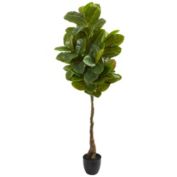 Nearly Natural 65" Rubber Leaf Artificial Potted Tree