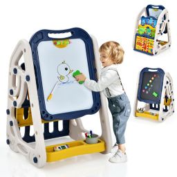 Gymax 3-in-1 Kids Art Easel Double-Sided Tabletop Easel w/Art Accessories