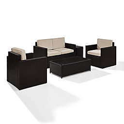 Crosley Furniture Palm Harbor 5Pc Outdoor Wicker Conversation Set Sand/Brown