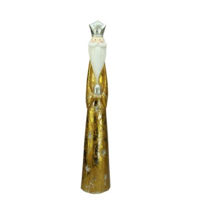 A & B Floral 23.5" Distressed Gold and Silver King Gaspar Wise Man Christmas Natiivity Figure