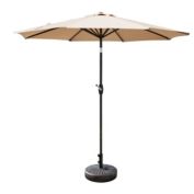 WestinTrends 9 Ft Outdoor Patio Market Table Umbrella with Bronze Round Base, Beige