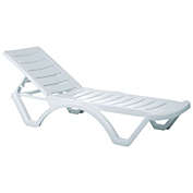 Luxury Commercial Living 74" White Adjustable Patio Chaise Lounge