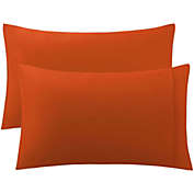 PiccoCasa Pillow Cases Covers Home Room Solid Pillowcases with Envelope Closure Housewife Cotton 250 Thread Count Set of 2 Pillow protector, Queen(20"x30"), Neon Orange
