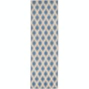 Nourison Grafix 2'3" x 7'6" (8' Runner) Blue Area Rug Retro Contemporary Trellis by Nourison