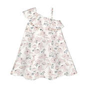 Hope & Henry Girls&#39; One Shoulder Flounce Dress (Pale Pink Outline Rose, 18-24 Months)