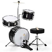 Slickblue 5 Pieces Junior Drum Set with 5 Drums-Black