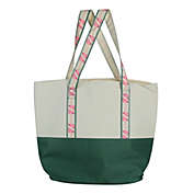 Avon 17" Green and Beige Insulated Cooler Tote with Flamingo Straps