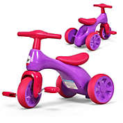 Slickblue 2 in 1 Toddler Tricycle Balance Bike Scooter Kids Riding Toys w/ Sound & Storage-Pink