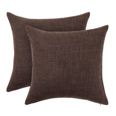 PiccoCasa 2Pack Cotton Decorative Throw Sham Covers 18X18In, Brown