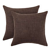 PiccoCasa Pack of 2 Linen Throw Pillow Covers, Blank Cotton Lined Linen Cushion Cover, Decorative Square Throw Pillowcases for Couch Sofa, Brown, 18"x18"