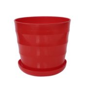 Unique Bargains Plastic Round Shape Home Garden Office Plant Planter Flower Pot Red, Modern Stylish Pots with Drainage Holes and Saucers in Garden & Outdoor