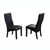 Pilaster Designs Eugene Parsons Dining Chairs, Black Faux Leather & Cappuccino Wood Legs, (Set of 2)