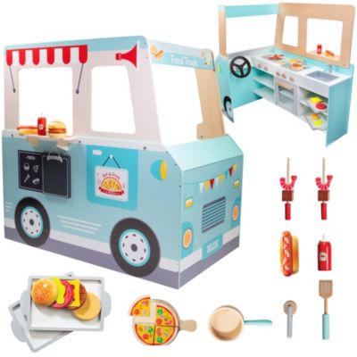 Svan Food Truck Wooden Playset, 20 Fun Toy Pieces Including Cook Top, Steering Wheel, Sink & Sticker Sheet for Kids Name