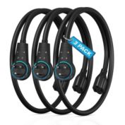 Extension Cord Black Flat Plug, 360 Rotating Short Power Cords Multi Outlet, Indoor/Outdoor 16 Gauge 3 Prong Grounded Wire UL Listed (0.6 Feet 3 Pack)