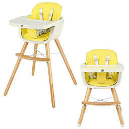 Babyjoy 3 in 1 Convertible Wooden High Chair Baby Toddler w/ Cushion Yellow