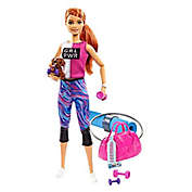 Barbie Fitness Doll, Red-Haired, with Puppy and 9 Accessories, Including Yoga Mat with Strap