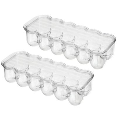 mDesign Egg Storage Tray Holder for Refrigerator, 24 Eggs, 2 Pack