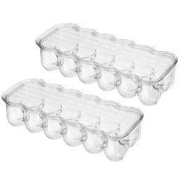 mDesign Egg Storage Tray Holder for Refrigerator, 24 Eggs, 2 Pack