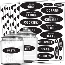 Talented Kitchen 158 Chalkboard Pantry Labels -158 Kitchen Pantry Names - Food Label Sticker, Water Resistant Pantry Labels for Containers, Chalkboard Labels Jar Labels Pantry Organization and Storage