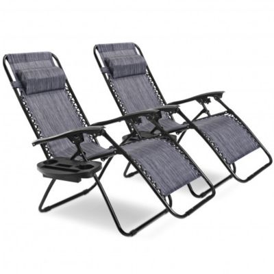 Costway 2 Pcs Folding Recliner Zero, Best Outdoor Folding Lounge Chairs