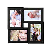 SONGMICS Picture Frames for 4 Photos in 4&quot; x 6&quot; Collage Photo Frames, Wood Grain Frames Glass Front, Wall Hanging or Table Top, Black