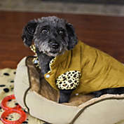 Speedy Pet Mocha Brown and Leopard Design Paw Print Fashion Fleece Lined Reversible Dog Jacket - Large