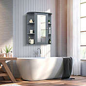 Slickblue Bathroom Single Door Shelves Wall Mount Cabinet with Mirror-Gray