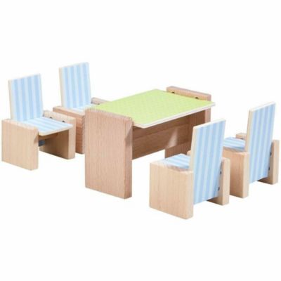 HABA Little Friends Dining Room - Wooden Dollhouse Furniture for 4&quot; Bendy Dolls